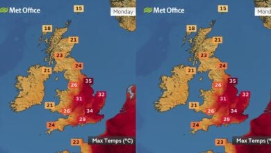 UK residents urged to sleep downstairs as heatwave hits 34°C