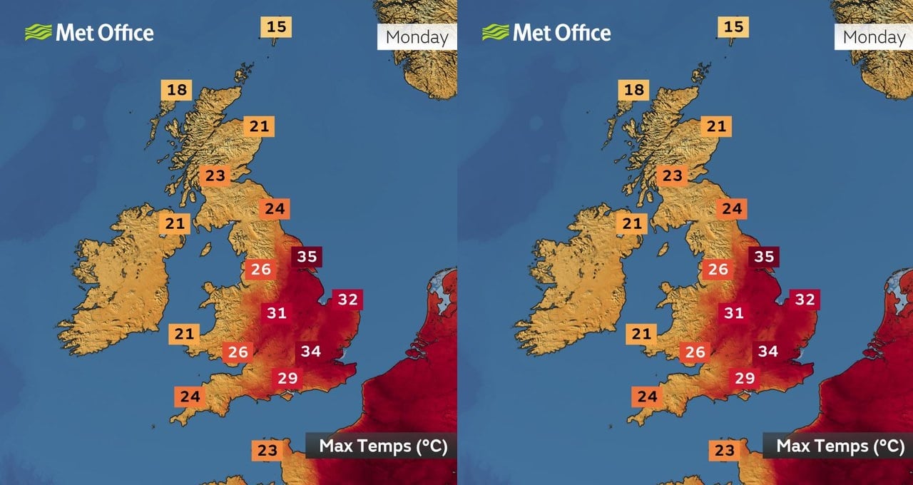 UK residents urged to sleep downstairs as heatwave hits 34°C