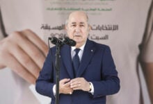 Algerian president and candidate for re-election Abdelmajid Tebboune speaks after casting his ballot inside a polling station during the presidential elections, Saturday, Sept. 7, 2024, in Algiers, Algeria. (AP Photo).