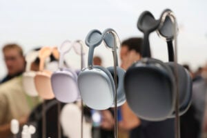 The AirPods Max are displayed at Apple headquarters Monday, Sept. 9, 2024, in Cupertino, Calif. (AP Photo/Juliana Yamada).