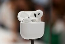 AirPods are displayed during an announcement of new products at Apple headquarters Monday, Sept. 9, 2024, in Cupertino, Calif. (AP Photo/Juliana Yamada).