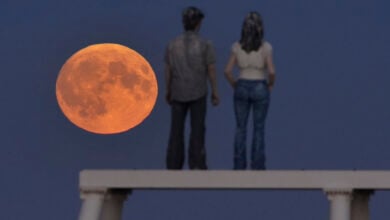 Rare harvest supermoon lunar eclipse dazzles UK stargazers