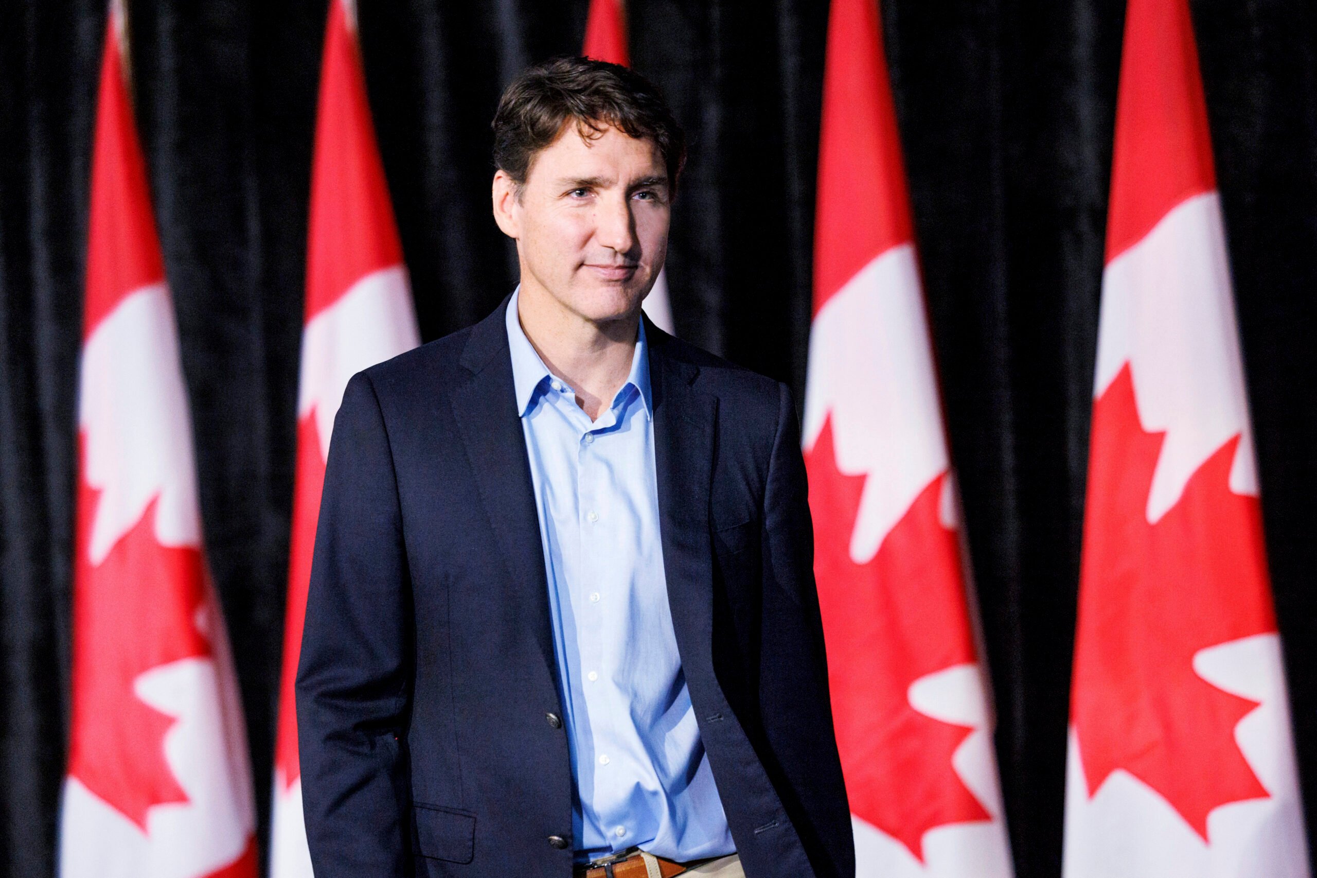 Canadian Prime Minister Justin Trudeau leaves a news conference at the Federal ministers cabinet retreat in Halifax, Nova Scotia, Monday, Aug. 26, 2024. (Kelly Clark/The Canadian Press via AP).