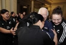 King Charles delighted by hug from Black Ferns star