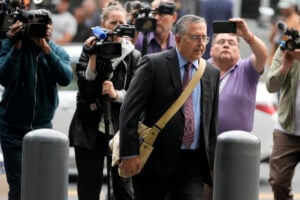 Marc Agnifilo, attorney for Sean "Diddy" Combs, arrives at Manhattan federal court on Sept. 17, 2024, baby oil discovered in home of Diddy (AP Photo/Pamela Smith).