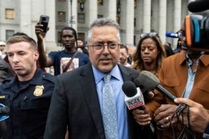 Attorney Marc Agnifilo speaks to the media outside federal court, Wednesday, Sept. 18 2024, in New York. (AP Photo/Stefan Jeremiah).