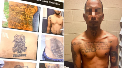 Tattoos used to identify TdA gang members. Image: ICE