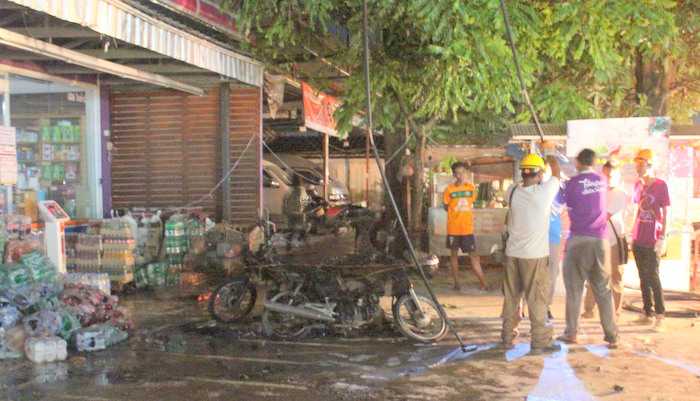 Phuket high-voltage cable incinerates motorbikes