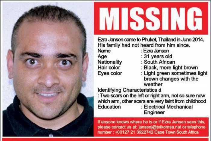 South African family searches for missing son last seen in Phuket