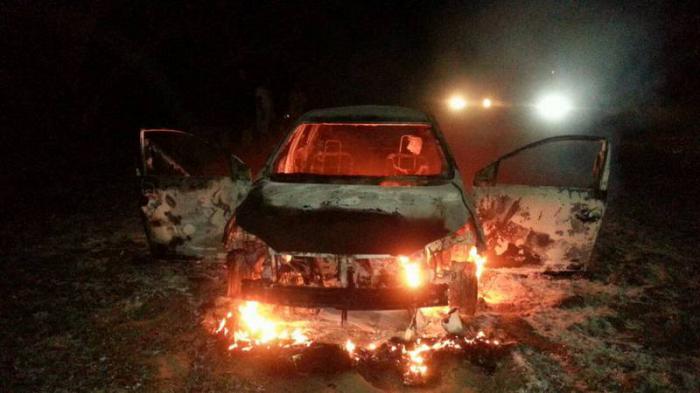 Burning rubber in dry grass leads to flaming car