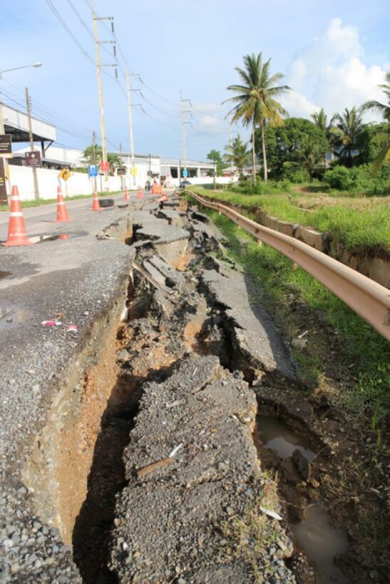 No money to fix caved-in road in Koh Kaew, say officials