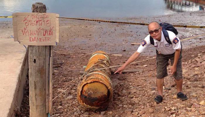 Krabi authorities scramble to have unexploded Japanese torpedo removed from beach