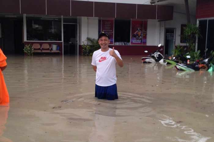 Patong Police Station goes for a swim during Phuket flash flood