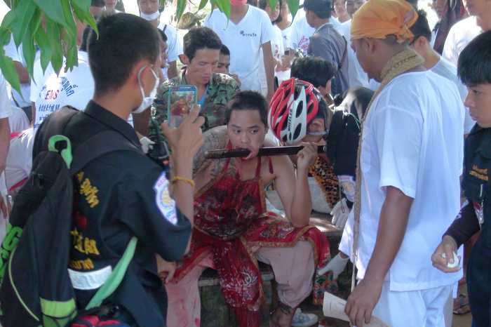 Blood loss forces Phuket Vegetarian Festival spirit medium to hospital