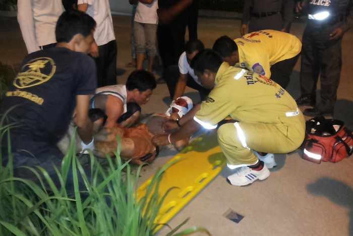 Sleepy Chinese tourist lands motorbike in Phuket roadside ditch