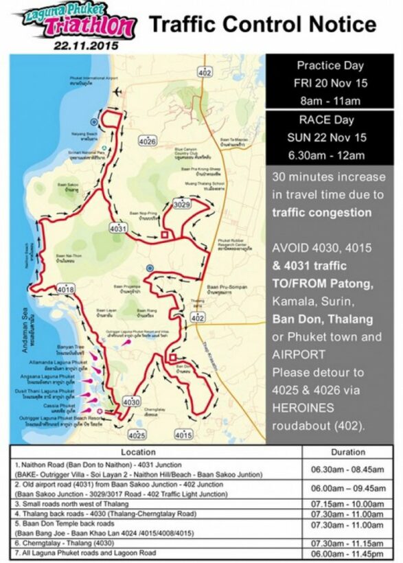 Laguna Tri-Fest organizers announce Phuket road closures