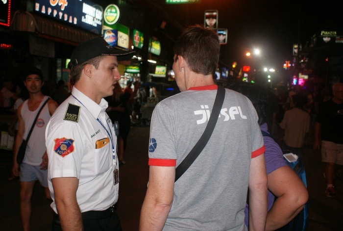 Phuket Police volunteers strike in Patong