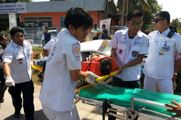 Phuket taxi slams into power pole