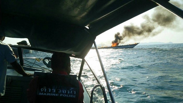 Tourists rescued from blazing Phuket ferry