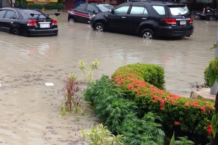 Flash flood puts Phuket police station in deep water