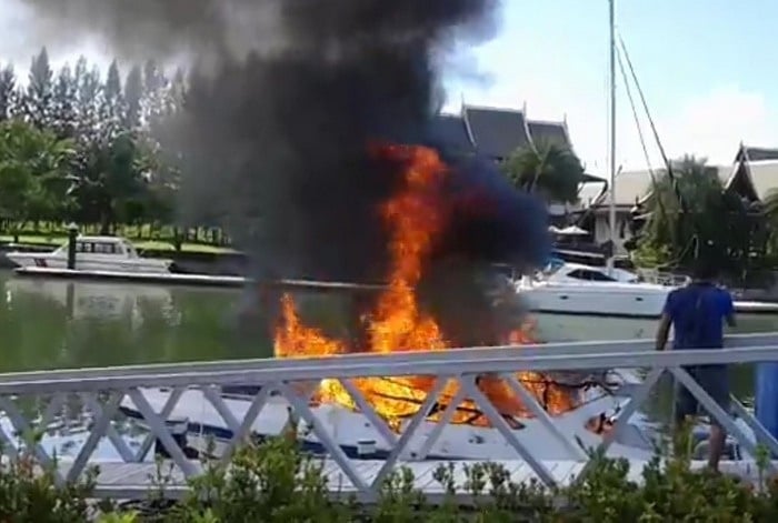 Freshly fueled boat bursts into flames at marina, two seriously injured