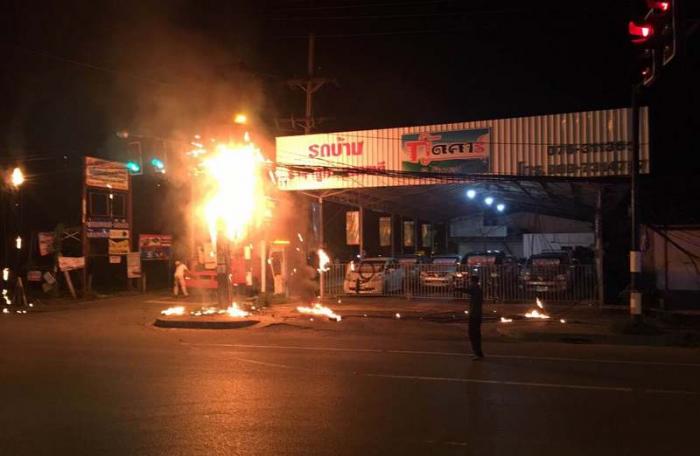 Phuket firefighters battle power pole blazes