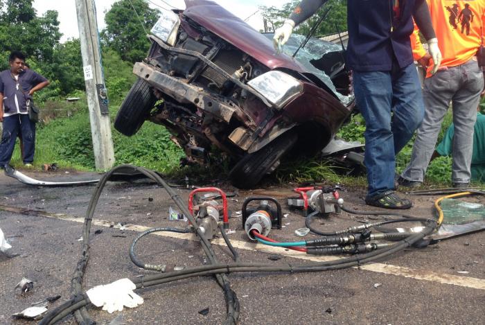 Two dead, two seriously injured in rain-drenched Krabi crash