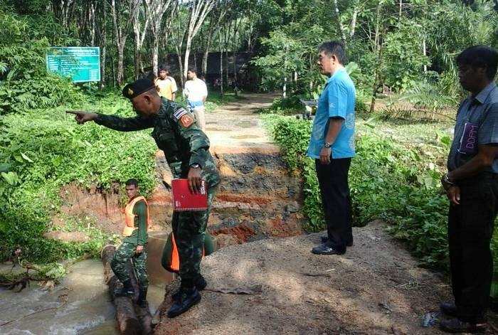 Heavy rains damage roads, flood farm land and houses in Krabi Town