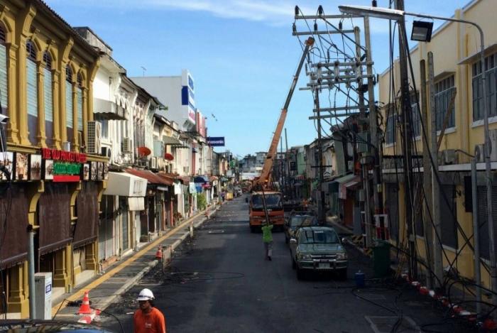 Phuket Old Town’s overhead power lines gone for good