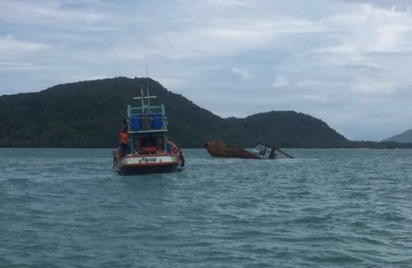 Barge wrecked after crashing into underwater rock