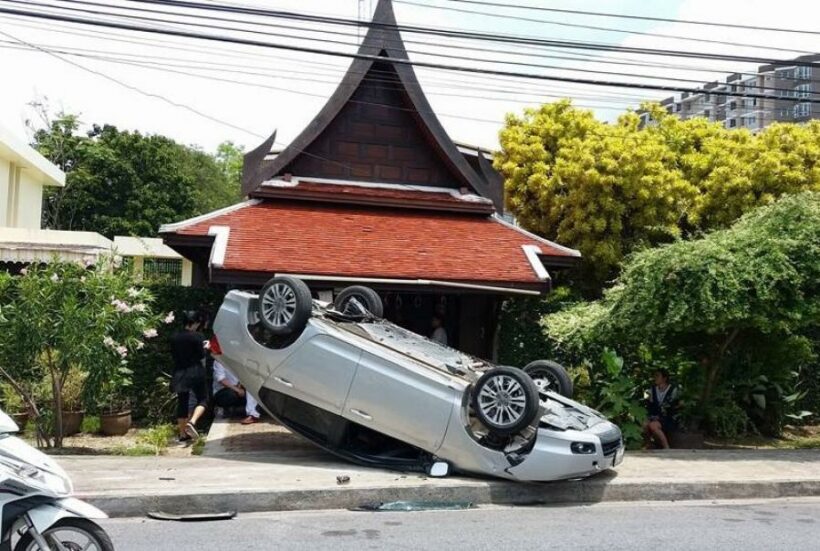 Plastic bottle blamed for Phuket Town car flip