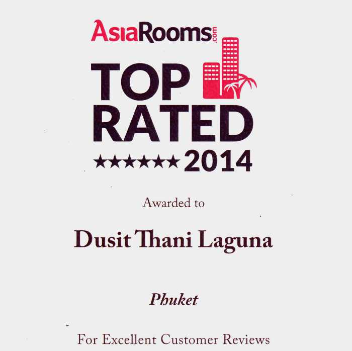 Dusit Thani Laguna Phuket named one of AsiaRooms.com Top Rated 2014