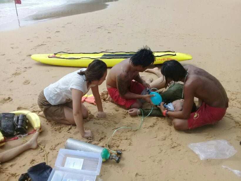 Chinese tourists get in trouble in strong Nai Thon surf