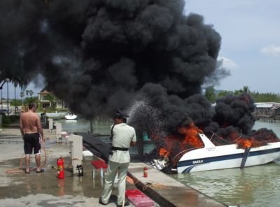 Boat explodes, sinks at Boat Lagoon