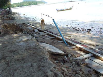 Rawai Beach seawall crumbles