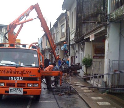 Phuket Town power cables going underground