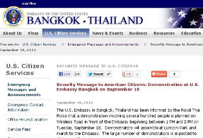 US Embassy prepares for anti-American demonstrations in Thailand