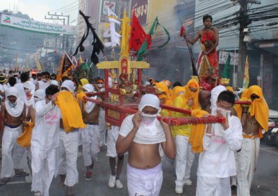 Phuket Vegetarian Festival street processions in full swing