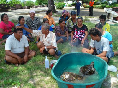 Phuket sea gypsies perform turtle exorcism ritual