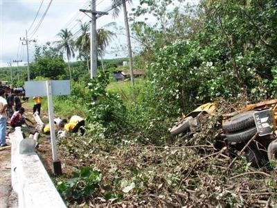 One dead as Phuket water truck overshoots curve