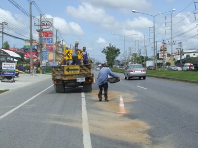 Fuel slick havoc on Phuket road