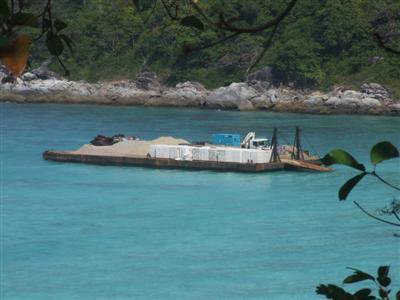 Barge damages coral at Racha Island