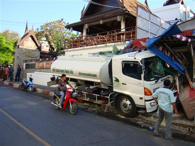 Water truck crashes in Kata