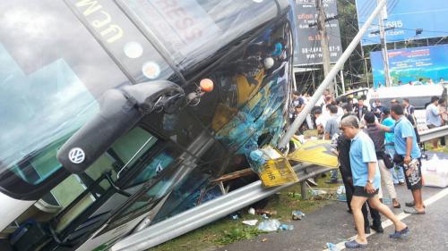 Phuket tour bus plunges off Patong hill, 44 students injured