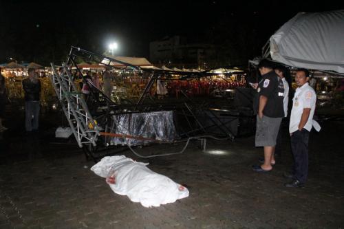 Phuket storm topples marquee at festival, man crushed by speakers