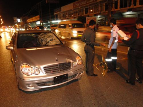 Mercedes-Benz driver runs over man on busy Phuket road