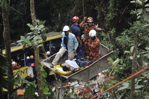 37 dead as Malaysian tour bus plunges into ravine