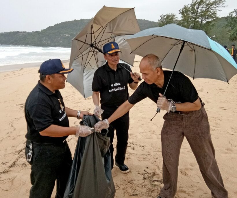 Intrepid beach cleaners head out into the storm