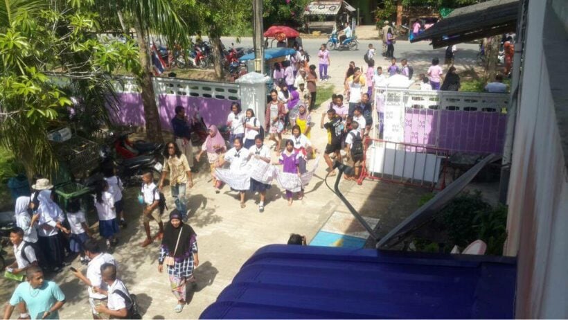 Teachers and parents protesting at a Krabi school