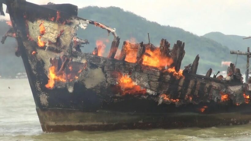 Impounded fishing boats destroyed in blaze